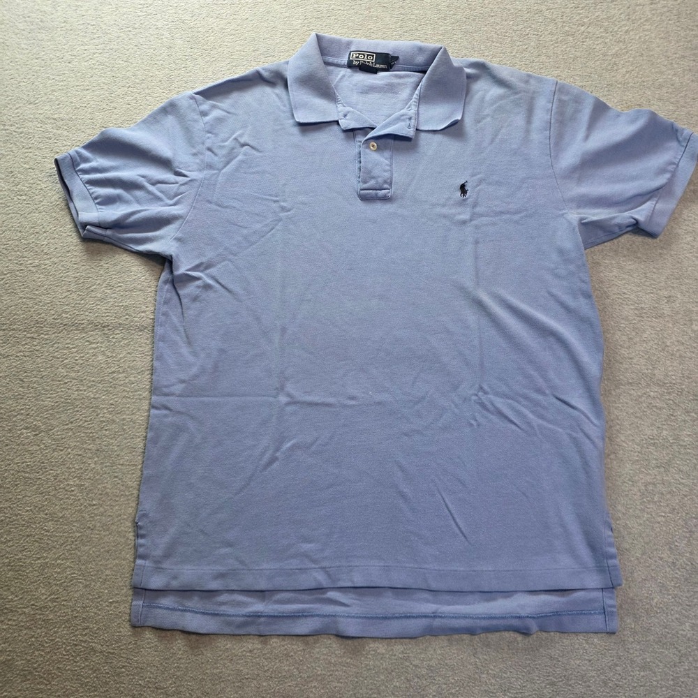 Polo Ralph Lauren Polo Shirt Mens Large Light Blue 100% Cotton Black Pony Logo